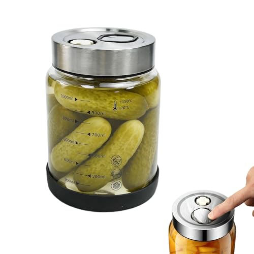 ZXBBTZ 1L 2-Gärventil Fermentierglas mit Deckel Fermentiergläser für Sauerkraut Kefir Fermentationsglas Fermentieren Gläser Breiter Hals Fermentation Jar Kimchi Behälter rutschfest Einmachglas