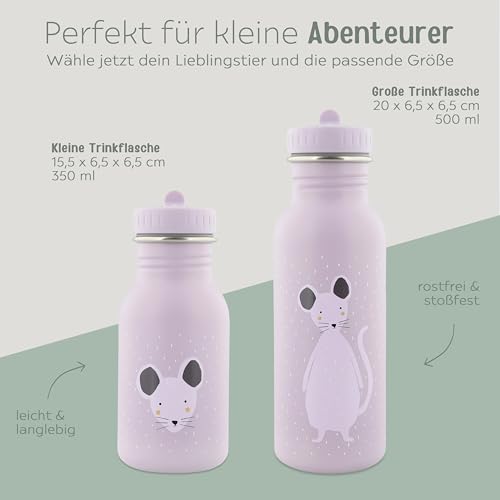 wunderwunsch Trinkflasche personalisiert für Kinder, Flasche personalisiert, Babyflasche, Kinder Flasche, Trixie Trinkflaschen mit individuellem Namen (Maus, 350ml)