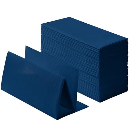 100-Pack Linen-Feel Blue Napkins, 16"x16" Dinner Napkins for Restaurant, Party, Kitchen Or Event, Bookfolded Guest Towel for Bathroom, Guestroom Or Vanity.