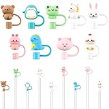 9Pcs Reusable PVC Straw Tips Lids, Cartoon Animals Straw Tips Covers, Colorful Plug Drinking Straw Cover, 0.39x9.84 in Portable Straw Topper Kitchen Accessories for 0.4 inch Long Straws