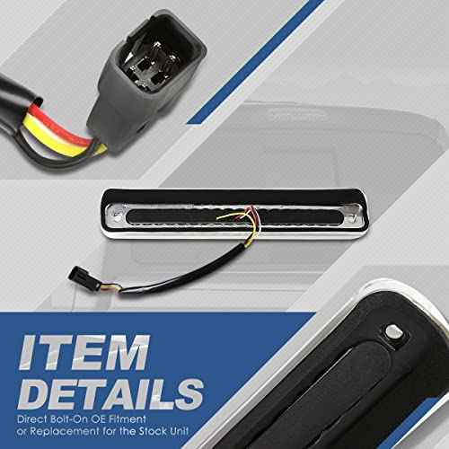Auto Dynasty Rear Tail 18 Led Center High Mount Stop Lamp Third Brake Cargo Light Compatible With Chevy Gmc C/K Series Gmt400 88-00, Chrome Housing, Clear Lens #TOP2
