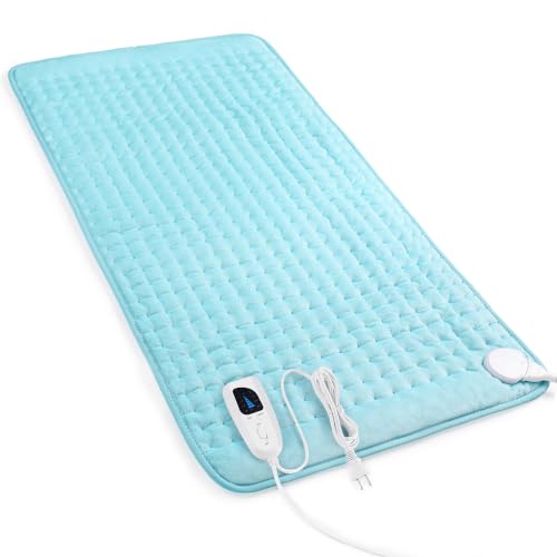 Image of Heating Pad,Electric Heating Pads,Heating Pad for Back,LightBlue,33x17 Inch | Heating Pads for Shoulder,Neck,Abdomen,Knee,Arms,Legs,Heat Pad for Birthday Father Mother Gift Women Men,6 Heat Settings