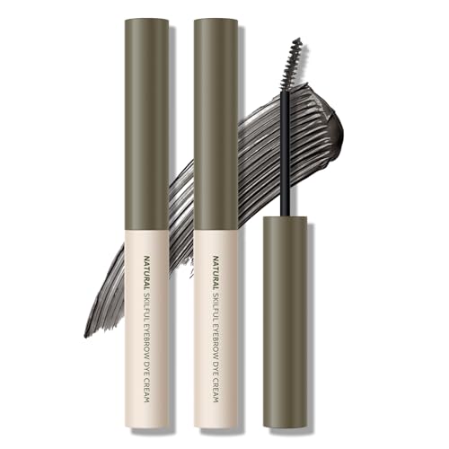 KYDA 2 Pcs Tinted Eyebrow Cream, Ultra-Fine Brush Tinted Brow Gel, Waterproof Smudgeproof Eyebrow Mascara, Long Wear, Natural Brow Makeup without Clumping, Cold Grey