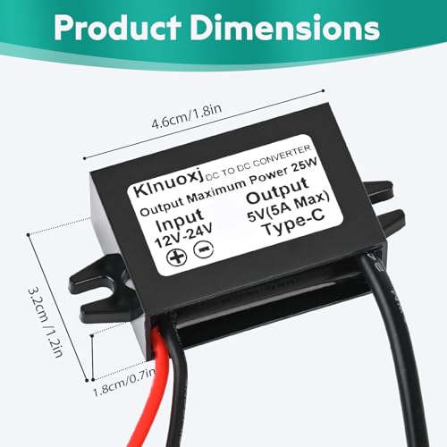 Módulo buck 12V 24V a 5V USB C 5A 25W transformador impermeable Tipo C 6