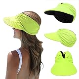 Sun Visor Hat for Women, Summer Beach Hats Foldable, Wide Brim, Ponytail, Packable Vocation Sun Shad