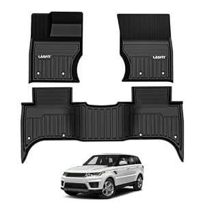 LASFIT Floor Mats for Range Rover Sport 2014-2022 (Not for Discovery/Evoque), TPE All Weather Custom Fit for Land Rover Sport Floor Liners 1st & 2nd Row Car Mats, Black, Easy to Clean