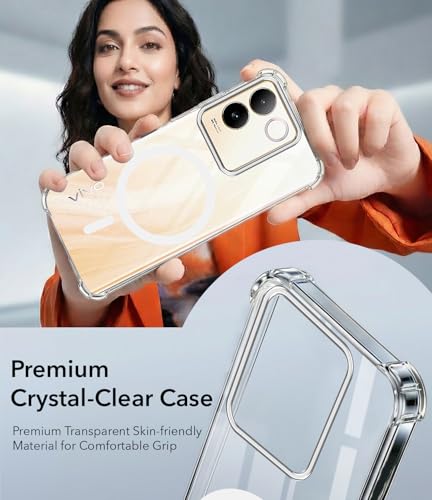 Image of Jkobi Shockproof Crystal-Clear Back Cover for Vivo T2 Pro (Magsafe Wireless Support | Drop & Camera Protection | Hard Polycarbonate)