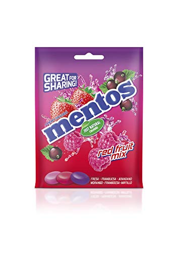 Mentos Mix Frutos Rojos, Caramelo Masticable con Zumo de Frutas - 7 bolsas de 160 gr. (Total 1.120 gr.)