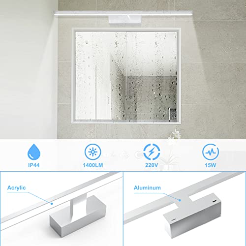 NIORSUN LED Spiegelleuchte Bad Mit Schalter, 15W 60cm, 1400 Lumen, Kostenlose Dimmung 3000K - 6000K, Spiegel Beleuchtung Mit Fernbedienung,Badezimmer Lampe, IP44, 600mm Wandlampe Badezimmer
