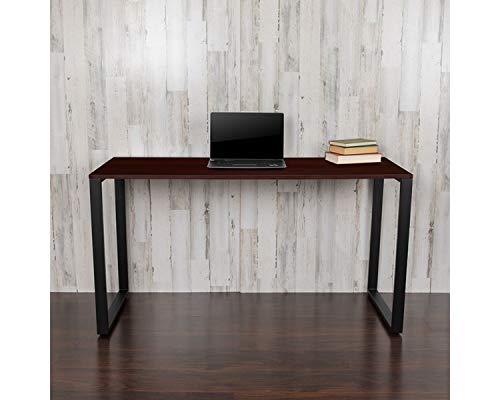 Flash Furniture Modern Commercial Grade Desk Industrial Style Computer Desk Sturdy Home Office Desk - 55" Length (Mahogany) #TOP1