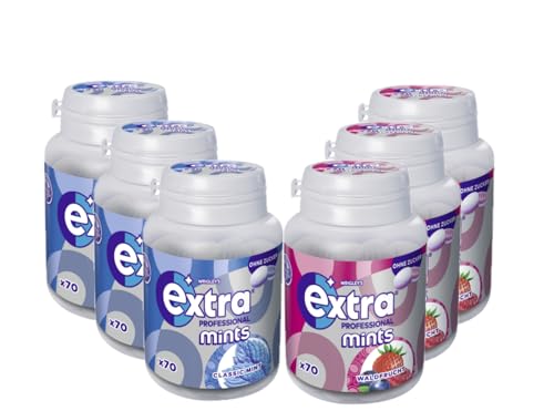 Extra Professional Mint Mix I 6 Dosen 2 Sorten I 3x Classic I 3x Waldfrucht I Lutschpastillen I Mundpflege I Frischer Atem