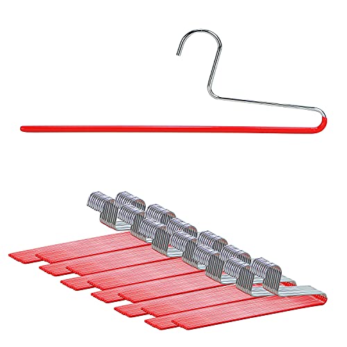 Mawa by Reston Lloyd Non-Slip Space Saving Clothes Hanger with Single Rod for Pants, Style KH/1, Set of 160, Red