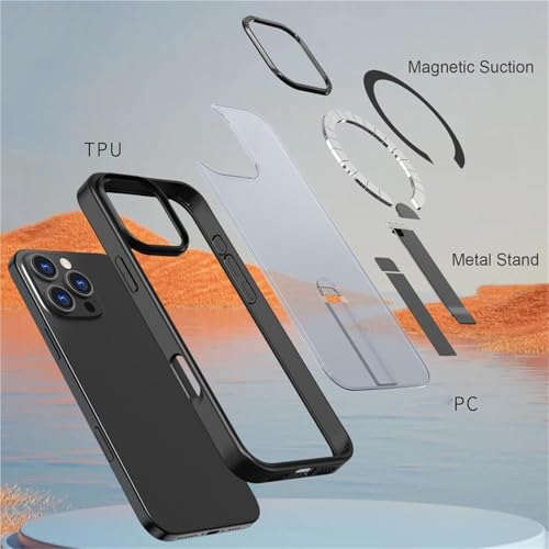 Coque iPhone 17 transparente marron avec béquille et charge sans fil - 4