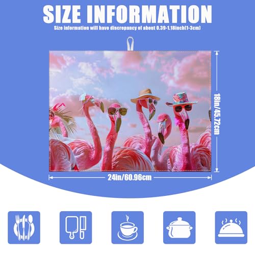 Spring Summer Flamingo Dish Drying Mat for Kitchen Counter Drying Pad Absorbent Reversible Dish Drainer Rack Mats Draining Pad 18"x24"Inch by mountanlly - Image 2