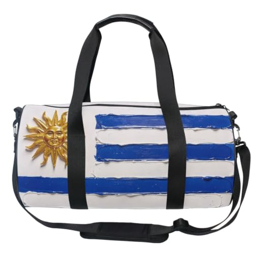 Bolsa redonda con correa de transporte muy resistente y diseño de Uruguay