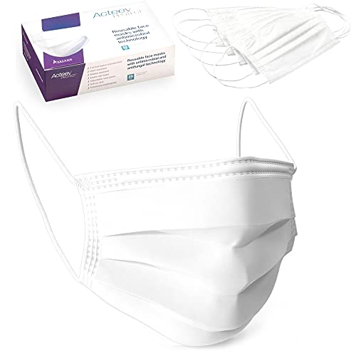Acteev Protect Reusable Face Masks | Multilayer Nylon Face Covering with Microfiber Technology | Washable & Reusable Masks w Active Zinc Ions | 3 Layer Safety Masks | Breathable Face Mask 25PCS/ Box