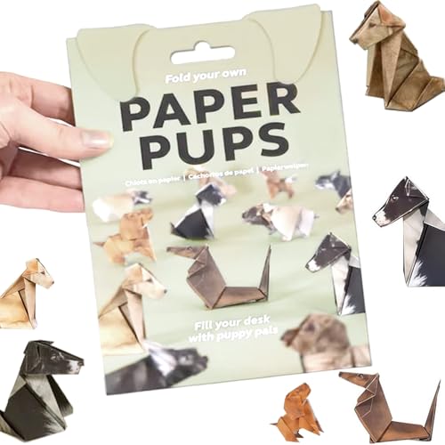 VLEDARLING Kit de Origami, 50 Hojas Diy Paper Perro Craft Kit, Perro de papel DIY, Kit Creativo de Manualidades de Animales de Origami, Manualidades de Perro de Papel DIY para Adultos y Niños(Perro)