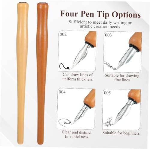 NUOBESTY 3 set dip kalem, masif ahşaptan kişiselleştirilmiş kalem, fosforlu kalem, yazı gereçleri, kaligrafi kalemi, kaligrafi kalemi, kaligrafi imza kalemi, paslanmaz çelik - Görsel 3