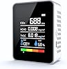 Nimomo CO2 Messgerät, 5 in 1 Luftqualitätsmessgerät Innenbereich co2 Melder Formaldehyd Messgerät Thermometer Hygrometer mit Alarm, Luftqualitätsmonitor TVOC/HCHO/CO2 Monitor Für Zuhause, Büro,Auto