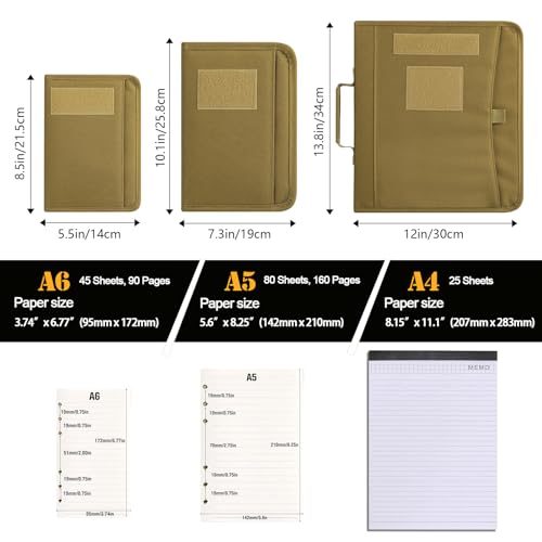 Bloc-notes rechargeable à 6 anneaux Kosibate imperméable armée avec fermeture éclair - 7