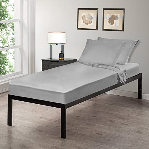 Image of Gilbins Cot Size 30 inch x 75 inchx8 Sheet Set 4 Piece Fitted Flat 2 Pillowcases, Made of Cotton, Perfect for Camp Bunk Beds /RVs /Guest Beds Grey