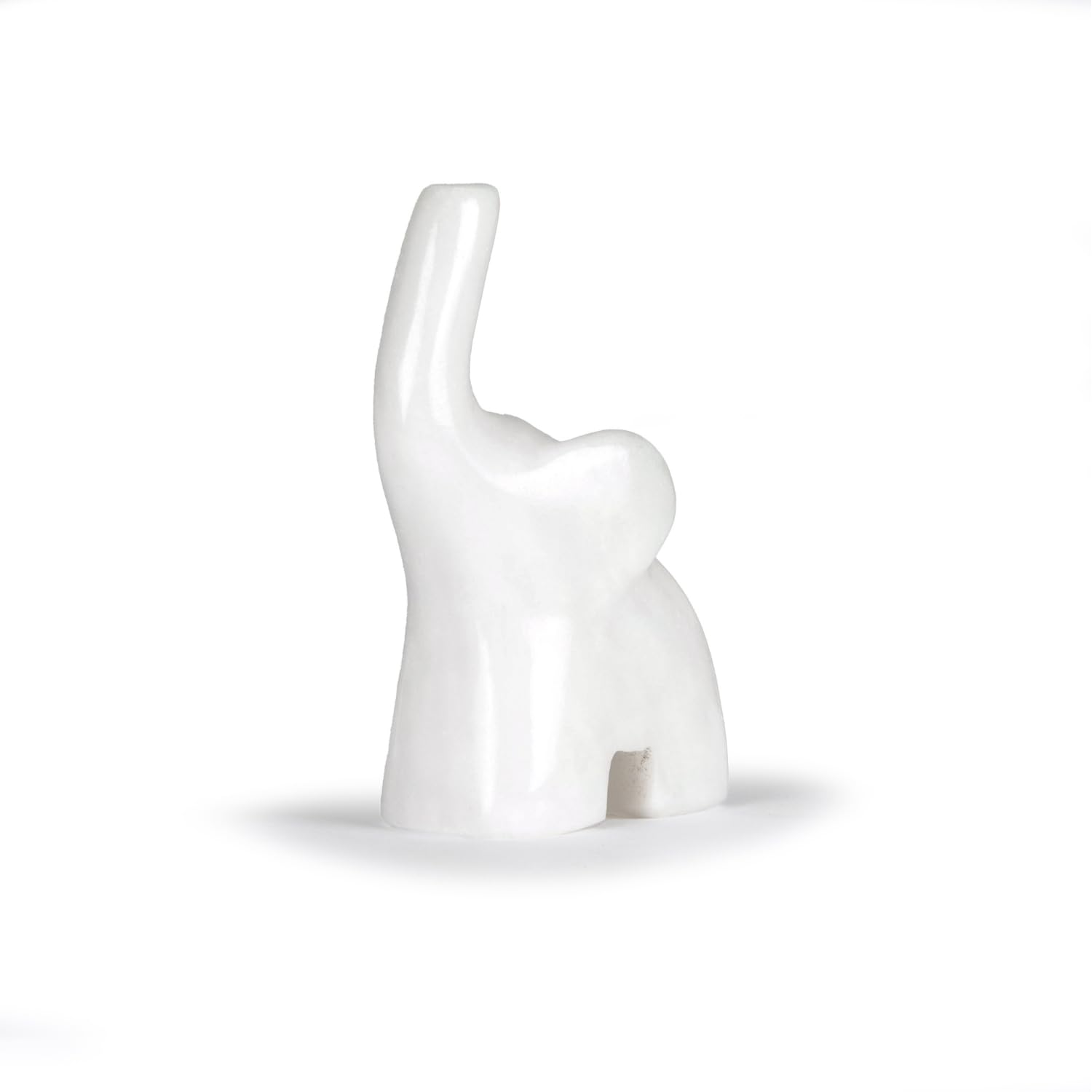 British Fossils White 3" Hand-Carved Himalayan Marble Elephant Ring Holder | Gift Boxed | Elegant Jewellery Storage & Gift