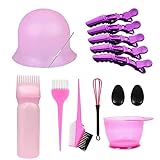 Hair Dye Kit, Silicone Highlighting Cap with Hook Kit for Color Hair, Root Comb Applicator Bottle...