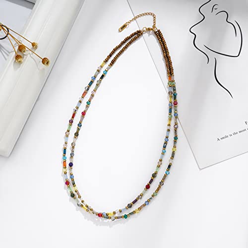 Plumiss Women Handmade Chakra Crystal Hematite Bead Strand 2 Layers Necklace #TOP1