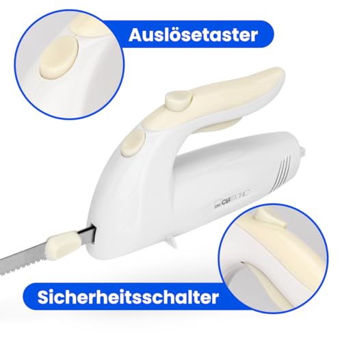 Clatronic® elektrisches Messer | Elektromesser für Fleisch, Brot und Tiefkühl | Edelstahl-Klinge | rostfrei und spülmaschinengeeignet | starker 150W Motor | elektrisches Küchenmesser | EM 3062