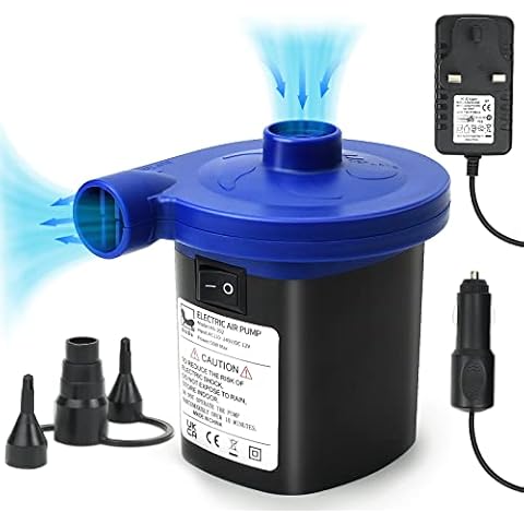 DiiDa Electric Air Pump Portable Camping Quick Pumps Air Inflator/Deflator for inflatables with 3 Nozzles (Home & Car Use) Cover