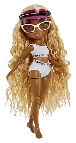 Rainbow High Pacific Coast - Harper Dune - Yellow Fashion Doll with Outfit, Interchangeable Legs and Doll Stand - Towel, Bag and More - Gift and Collectable Doll for Children from 6 Years