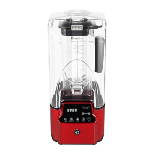 2200W Commercial Soundproof Smoothie Machine, with Protective Cover, Silent Housing, Industrial Grade Powerful and Silent, Self-Cleaning, Black