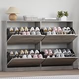 BORNOON Shoe Cabinet with 4 Flip Drawers, Narrow Hidden Shoe Storage Cabinet, Slim Freestanding Shoe Rack Organizer for Entryway, Hallway, Bedroom, Living Room