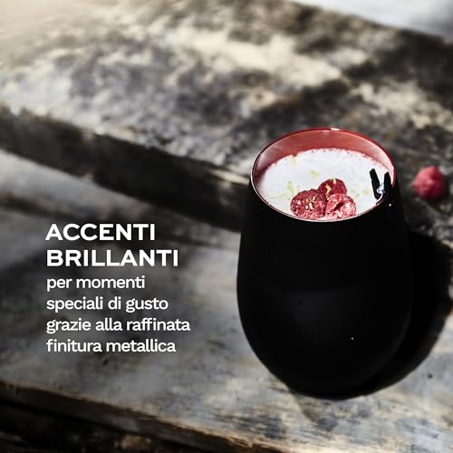 Stölzle Lausitz Wassergläser Elements metallic Schwarz/Rot 6er-Set 465 ml – Allroundgläser für Wasser, Saft & Cocktails – Hochwertige Trinkgläser aus Kristallglas – Spülmaschinengeeignet & stoßfest