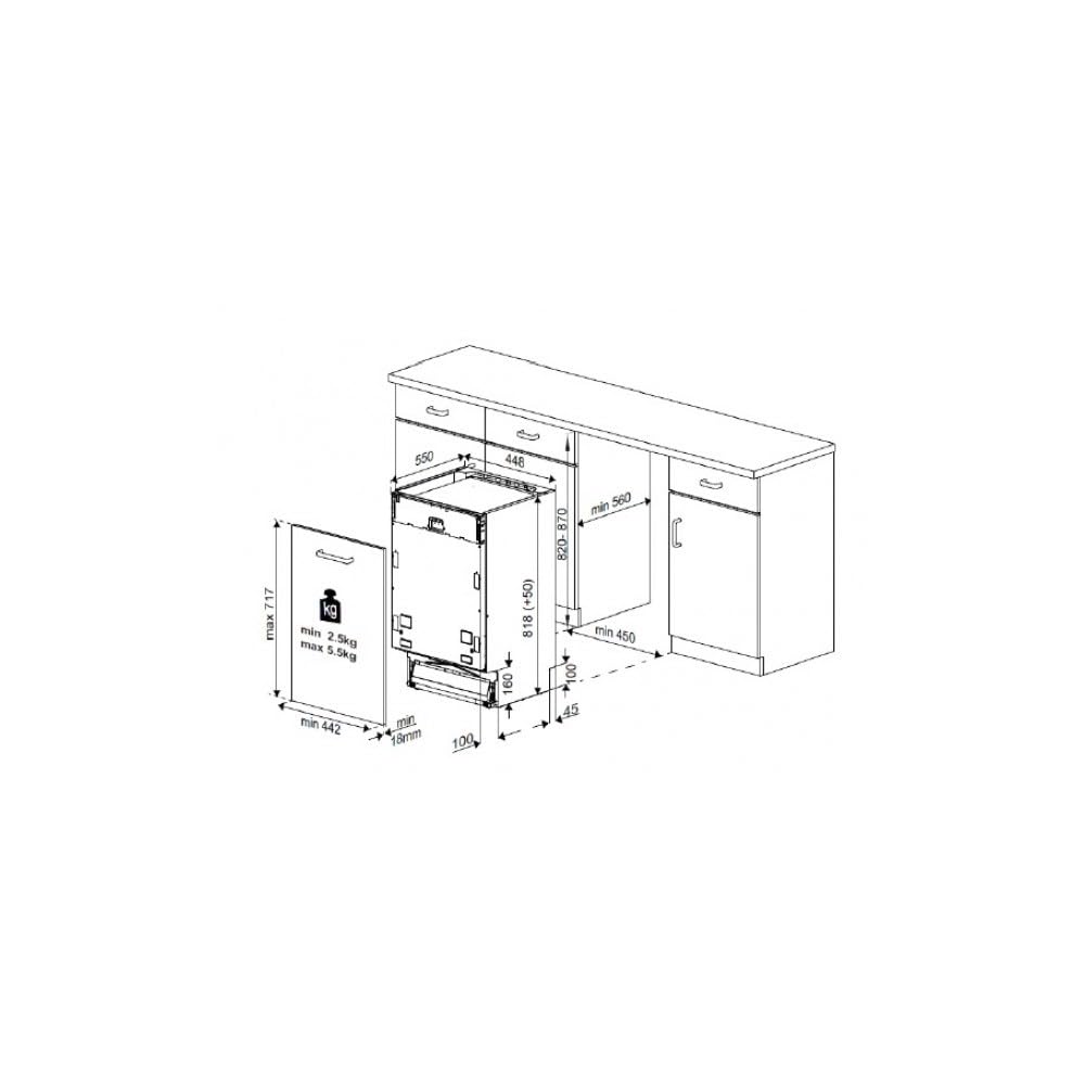 beko DIS35020 - Lavastoviglie da incasso cestelli estraibili SLIM 45 cm , 10 coperti, LED, silenziosa