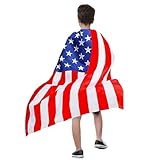 July 4th Independence Day Cape Costume USA Flag Cloak for Girl boy