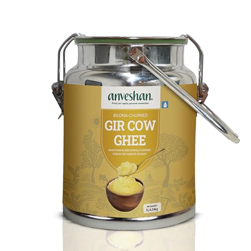 Image of Anveshan A2 Gir Cow Ghee - 5L Dolchi | Traditional Bilona Method | Curd- Churned | Cultured | Pure and Nutural | Lactose and Gluten Free | Lab Tested