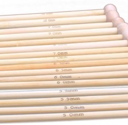 Ostart 18 Sizes 10'' (25cm) Single Pointed Bamboo Knitting Needles Set Kit (2.0mm - 10.0mm)