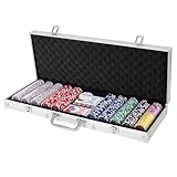 ⭐生産ロットごとに、トランプの外観や仕様は若干変わることがあるので、予めご了承ください。 ⭐ケースサイズ：幅56x奥行20.5x高さ6.5cm；マットサイズ：約60x90cm　　　⭐本体重量：約7kg ⭐梱包サイズ：幅65x奥行28x高さ13.5cm　　　　⭐梱包重量：約7.4kg ⭐セット内容：チップx500；アルミケースx1；サイコロx5；トランプx2；マットx1；ディーラーx3；カギx2 ⭐チップ内容：1点x150枚；5点x100枚；10点x100枚；25点x50枚；100点x50枚；50...