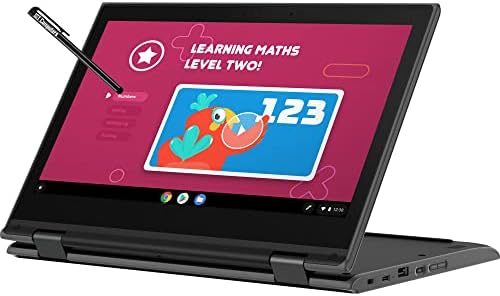 Lenovo 300e 11.6" 2-in-1 Touchscreen Chromebook (Intel N4020, 4GB RAM, 32GB Storage, Stylus, Webcam), Ruggedized & Water Resistant, Flip Convertible Home & Education Laptop, IST Pen, Chrome OS