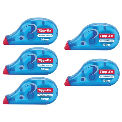 DLM Direct Tipp-Ex - Cinta correctora de ratón de bolsillo, 10 m, cinta de plástico resistente al desgarro, fácil aplicación, sin necesidad de presionar, tapa protectora de secado instantáneo,
