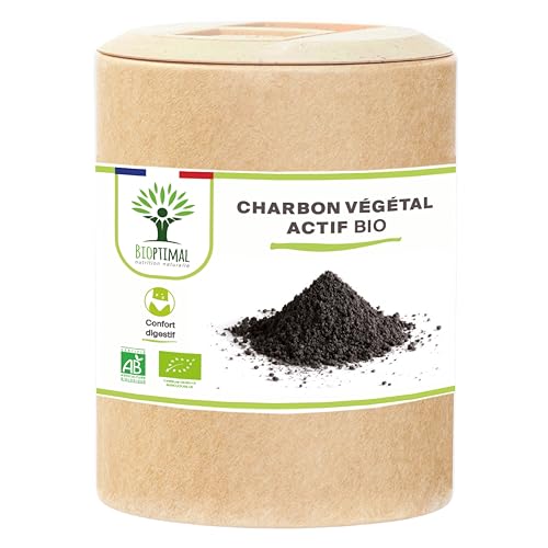 Charbon Végétal Actif Bioptimal certifié Ecocert fabriqué en France