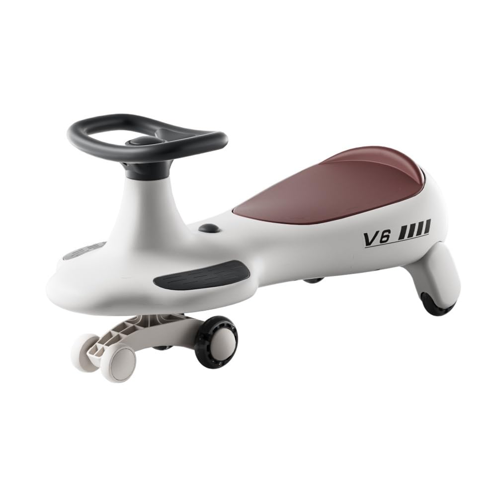 SDGBCXD Swing Car, Wiggle Car Swing With Under-Seat Storage Flashing Wheels Music Uses Twist, Turn(Gris,No Push handle)