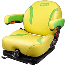 Suspension Seat for Zero Turn Mower Comfort Pro Tractor Seat with Adjustable Backrest, Cushioned Armrests & Yellow-Green Design for John Deere, Hustler, Gravely, Bad Boy, Kubota, Toro