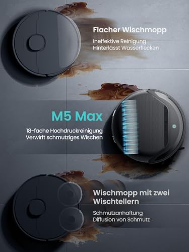 Lefant M5 Max Saugroboter mit Wischfunktion, 25.000Pa Saugkraft – Ansicht 4