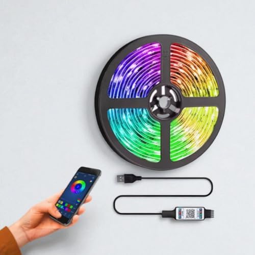 Tira Fita  LED 5 Metros RGB Bluetooth Controle Por APP IP65 5V Pa...