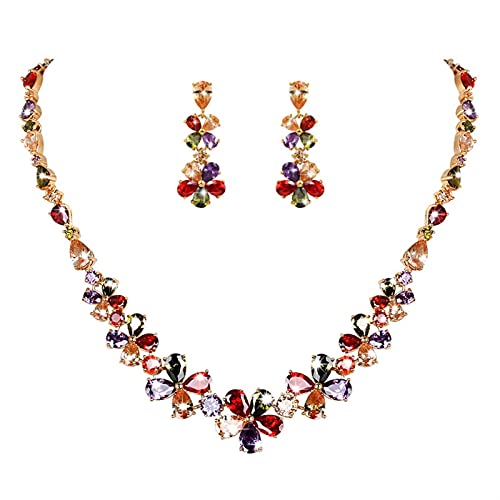 Ensemble de bijoux de banquet pour mariée parure collier et boucles d'oreilles en cristal