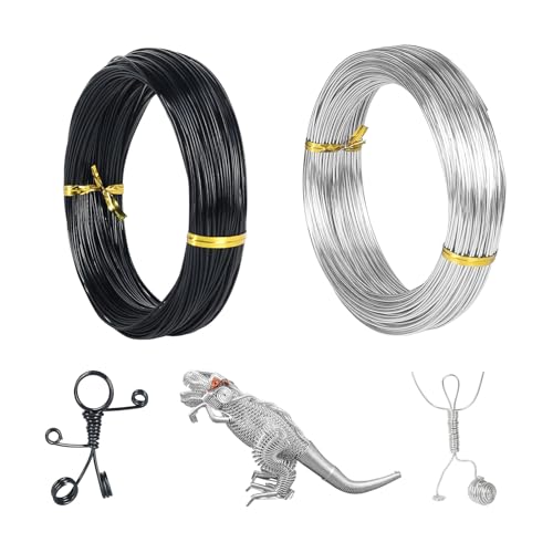 10m X 2mm Aluminium Basteldraht Flexibel, Biegsam, Nicht Leicht Zu Brechen Verwendet Für Modellbau, Gartenarbeit, Heimwerken, Schmuckherstellung, Kunsthandwerk (Silber, Schwarz)