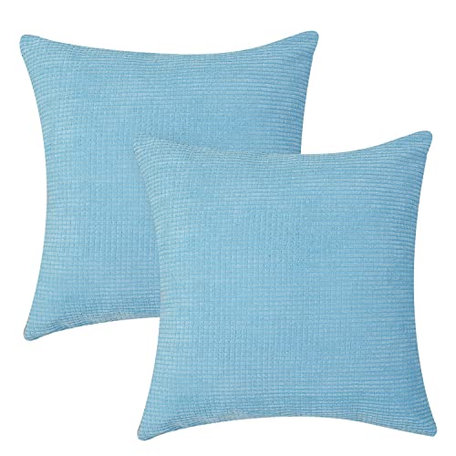 Spring Garden Home Washable Bed Throw Pillow Covers Super Soft Pillow Cases For Bedroom Lounge Living Room Car Office, 22X22 Inch, Set Of 2, Waterspout Blue #TOP12
