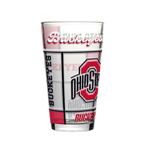 Image of Logo Brands NCAA oz Stained Glass Pint Glass - 3D Embossed Logo & Bold Team Colors - Durable Sports Fan Beer Glass for Home, Bar & Tailgates